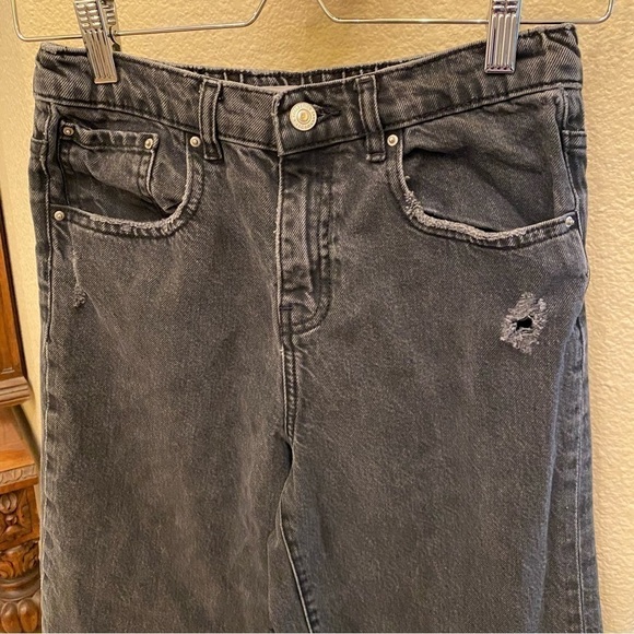 ZARA Girls Gray Raw Hem Distressed Wide Leg Jeans Size 13-14-Fits Small - Picture 2 of 9